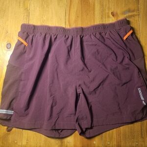 Brooks Womens  Burgundy and Orange Athletic Shorts Running Athletic Wear Lined